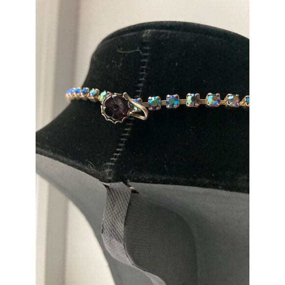 Weiss Flower Rhinestone and Aurora Borealis Choker 15 1/2" - Picture 3 of 12